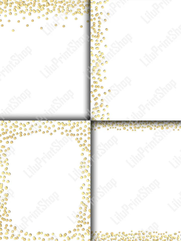 Confetti Border overlay Gold confetti png clipart and digital paper Rose gold confetti transparent Instant download