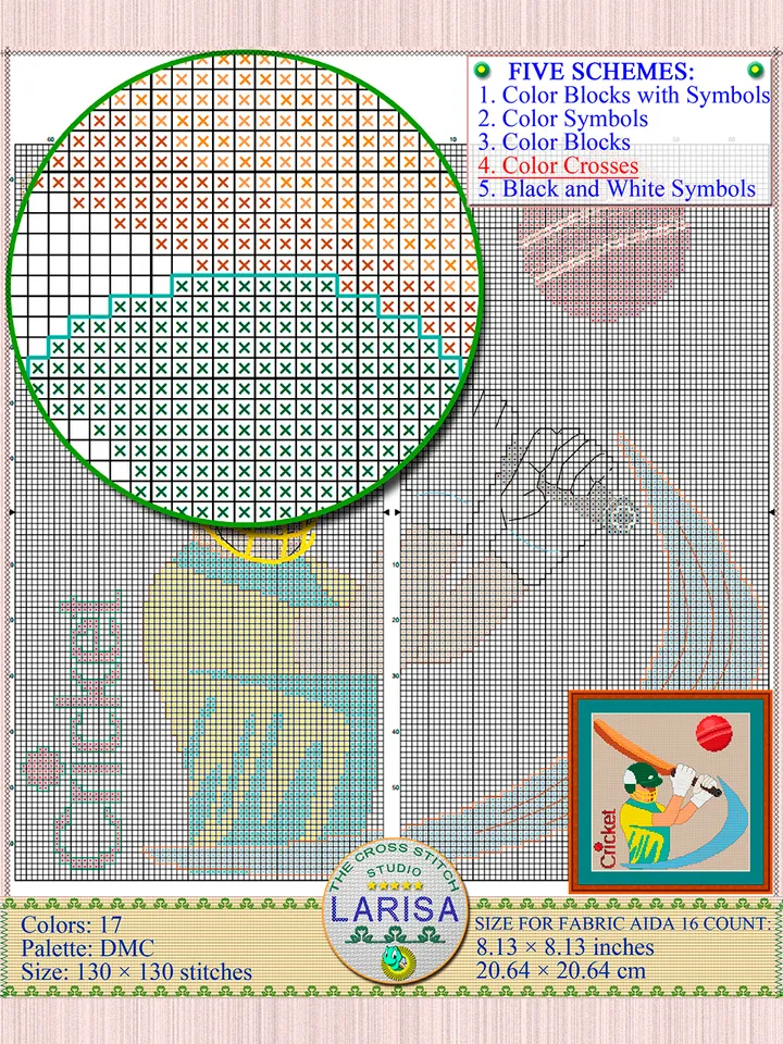 Cricket Cross Stitch Pattern | Cricketer | Cricket Player
