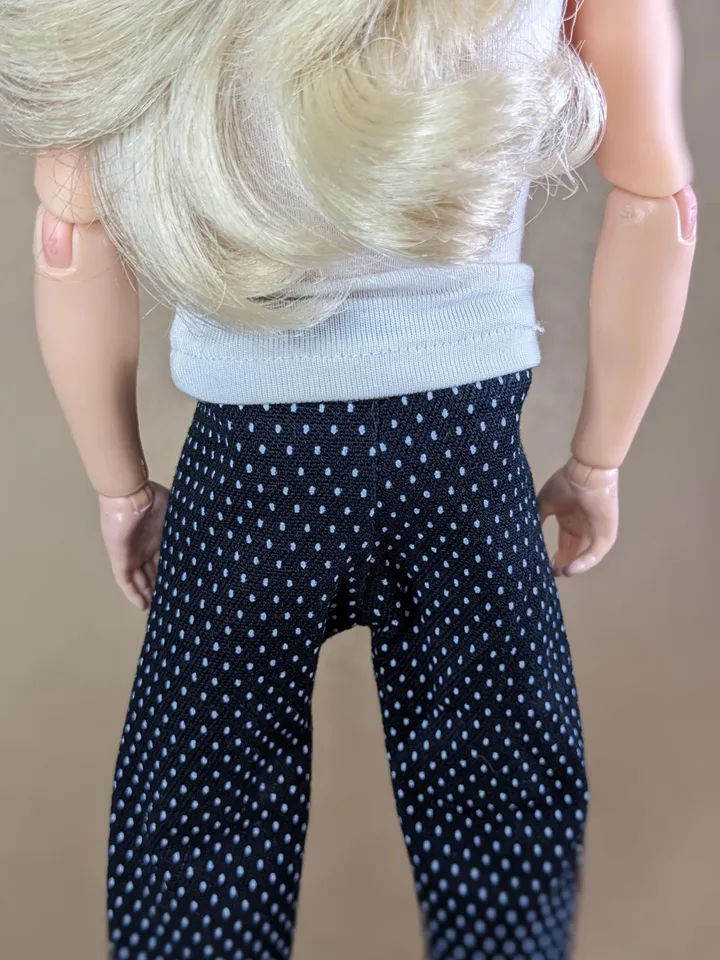Black & white polka dot pants for 12-inch fashion male dolls