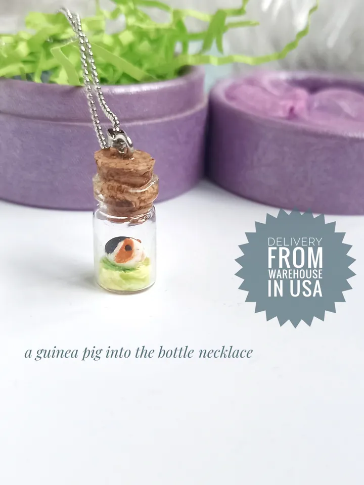 Handmade tricolor guinea pig in a glass jar (US discount)