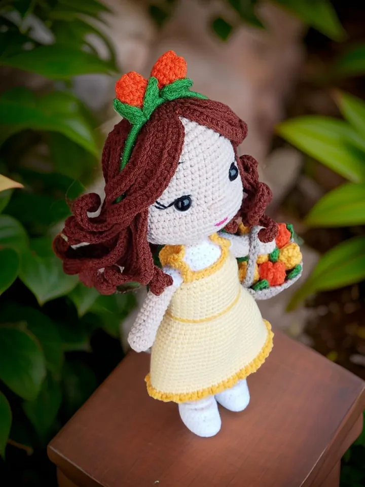 Amigurumi Doll Only Tulip Costume Pdf Pattern Tutorial English, Crochet Tulip Doll Pattern, Cute Knitted Flower Doll for Girls