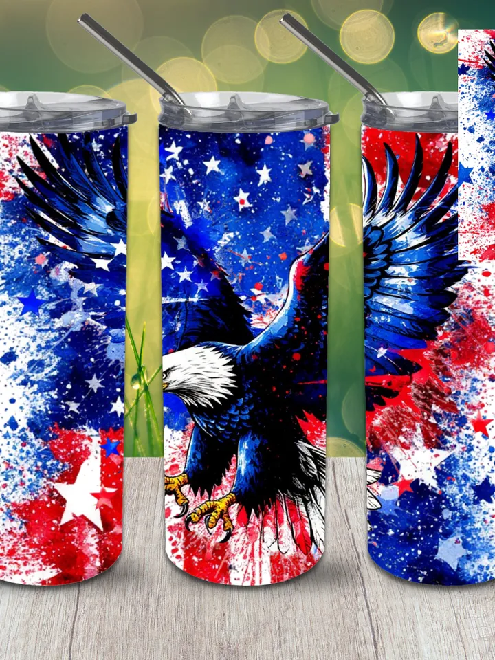 Bald Eagle 4th of July Tumbler Wrap PNG