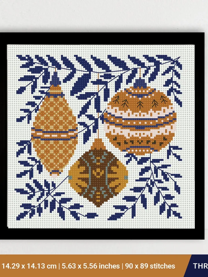 Christmas Ball ornaments Nature New Year decor Holiday cross stitch pattern, counted, chart, gift DIY, embroidery, instant PDF