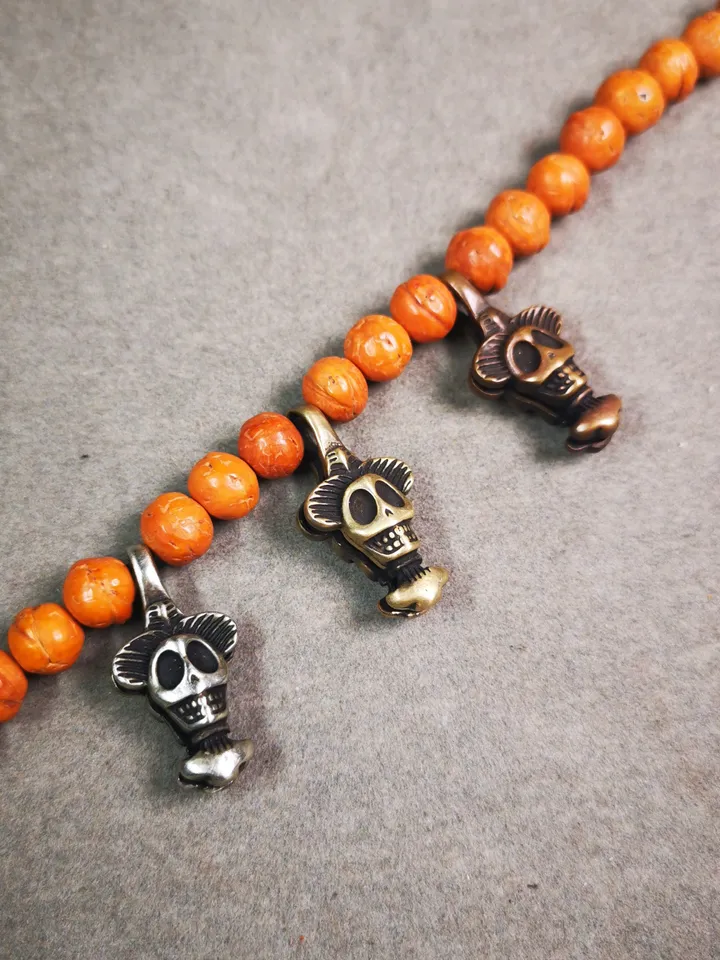 Gandhanra Handmade Tibetan Buddhist Mala Clip,Skull Sitavana Bum Counter Clip for Prayer Beads,Mala Accessories