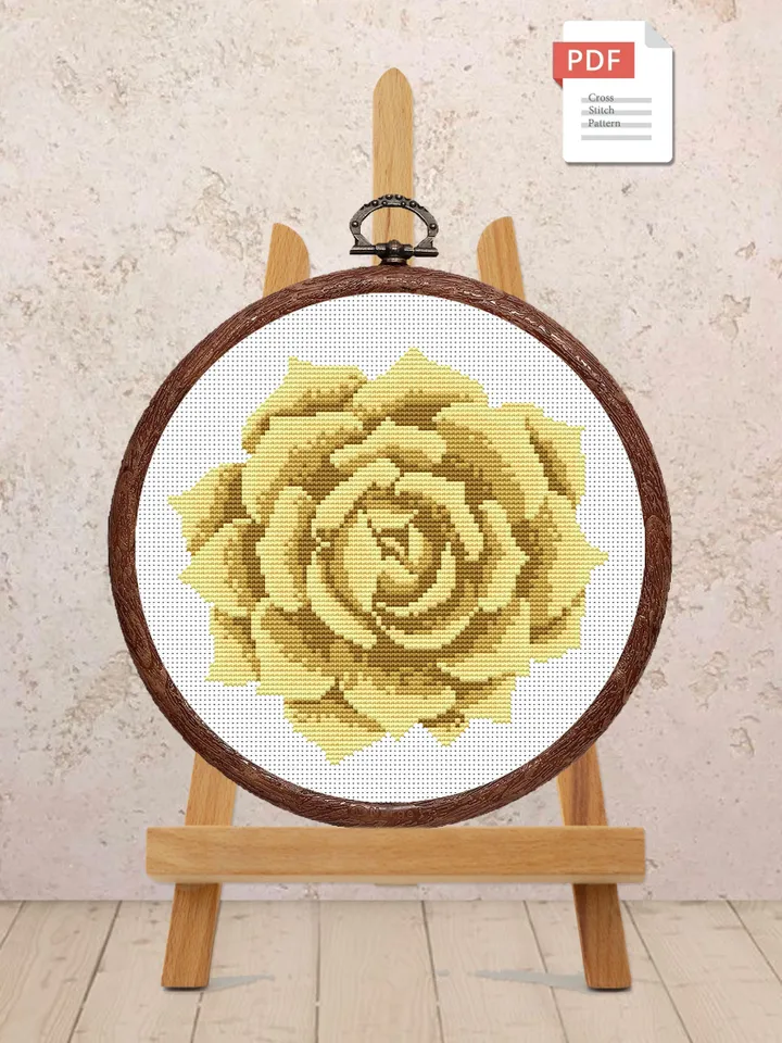 The Succulent Cross Stitch Pattern, Flower Cross Stitch Pattern, Embroidery Succulent, Flowers xStitch, Potted Flowers xStitch #flw014