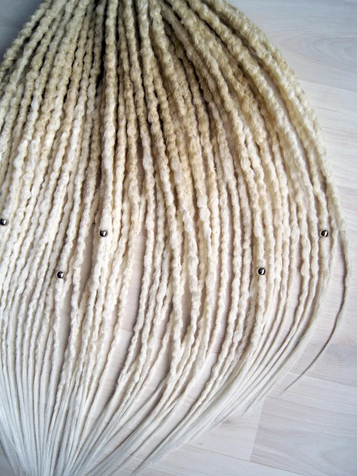 Blonde to White Natural Look Dreadlock Extensions Double or Single Ended Boho Hair Extensions Faux Fake Dreads