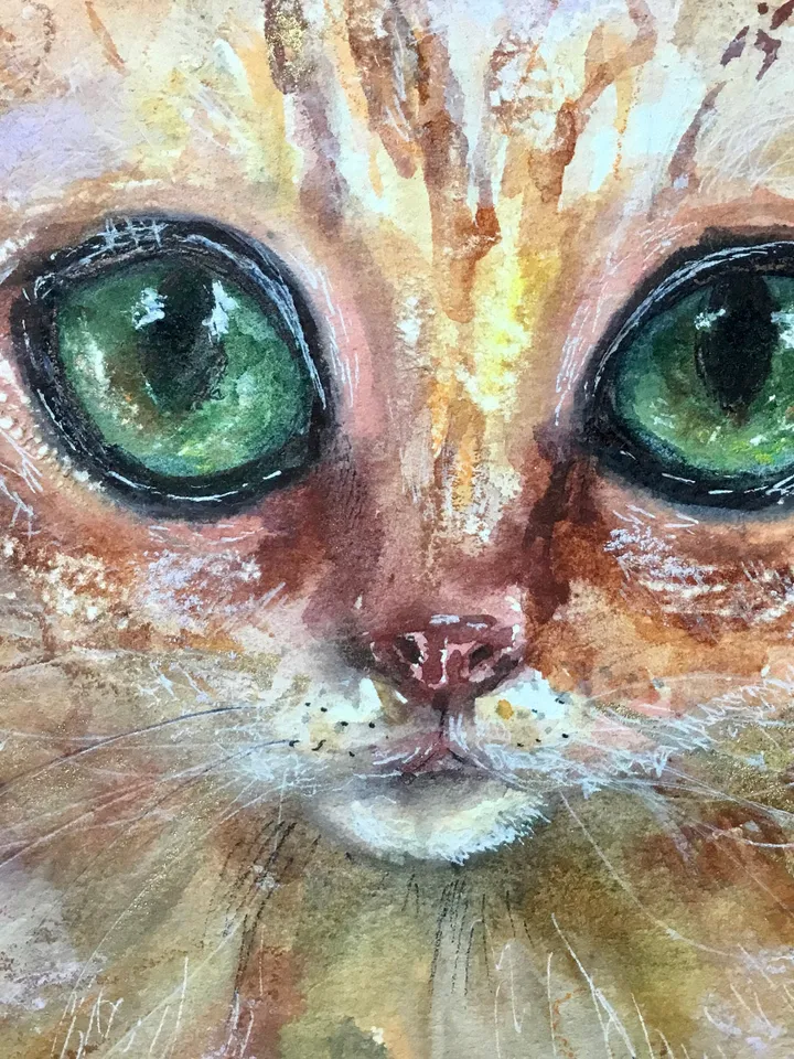 Fluffy red cat original watercolor painting,cats paintings ,animals wall art ,cat lovers gifts,kids room decoration,red cat art wall hanging