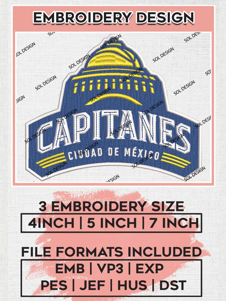 NBA Mexico City Capitanes Team Logo Embroidery Designs, NBA G League Team Embroidery Files, Basketball Machine Embroidery Designs, NBA Mexico City Capitanes Team Logo, Sport Machine Embroidery Design, Digital Download