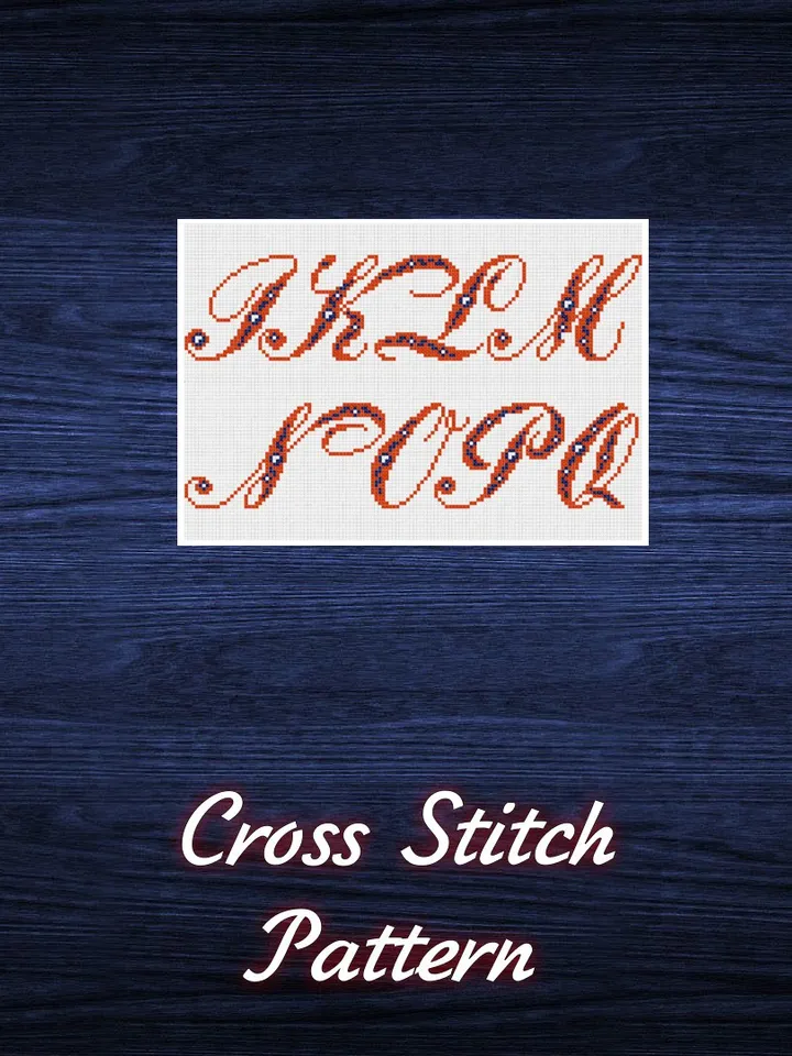 Vintage Cross Stitch Pattern Alphabet Counted Digital Download PDF
