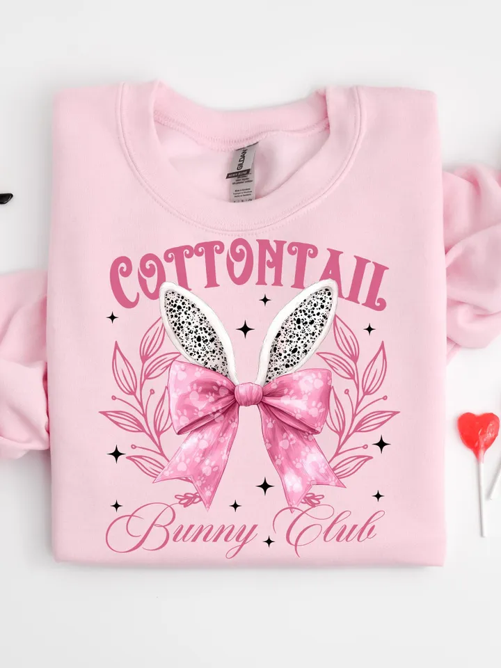 Cottontail Bunny Club Png, Easter Bunny Coquette PNG | Easter Day Png | Happy Easter Png | Easter Brushstroke Png Coquette Easter Bunny Ears