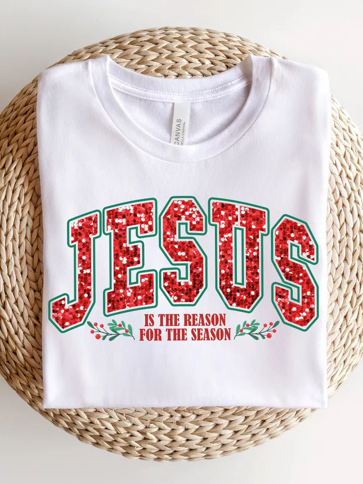 Faux Sequin PNG, Jesus The Reason For The Season, Faith Christmas Png, Png,Retro Christmas svg,Png, Faith png, Digital Download, Sublimation