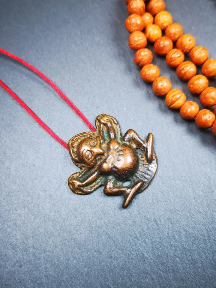 Gandhanra Antique Tibetan Buddhist Amulet Pendant - Garuda - The Golden-Winged Bird, Crafted from Red Copper,1.65"