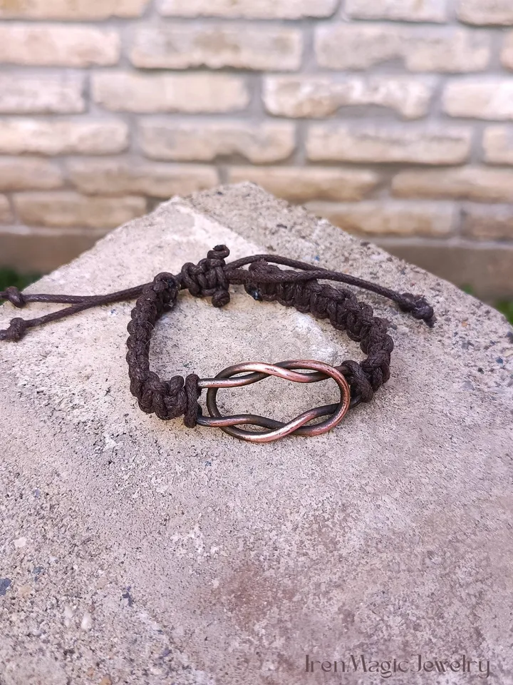 Nautical Cord Bracelet with Copper Knot for Men
