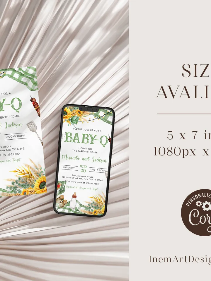 Baby-Q Baby Shower Invitation, BBQ Baby Shower Invite, Backyard Baby Shower, BBQ Party Baby Sprinkle Invitation, Editable Template I116