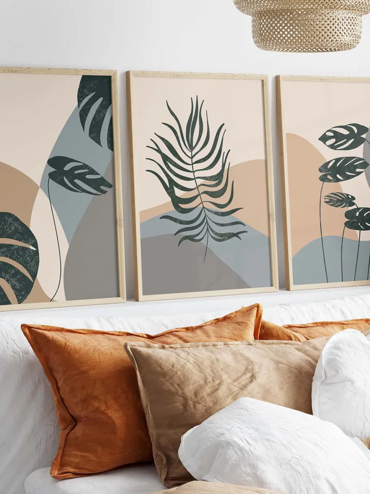Boho Wall Art Bundle, Mid Century Art Prints, Modern Wall Decor, Collage Posters, Set of 12, Digital PRINTABLE Natural Wall Decor