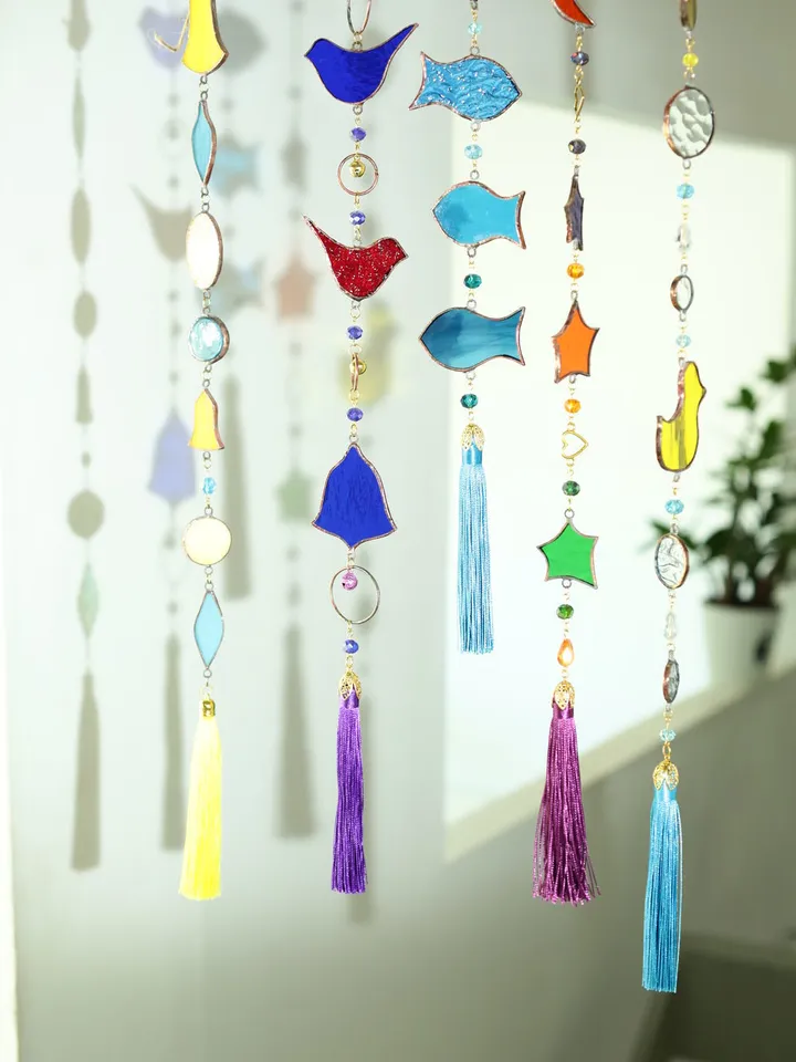 Stained Glass Garlands for Nursery. Tiffany-Style Magic, Tiffany Style Glass Garland for Kids Room, Magical Stained Glass Hanging for Children’s Room, Handcrafted Glass Garland for Baby Room, Whimsical Stained Glass Decoration for Kids