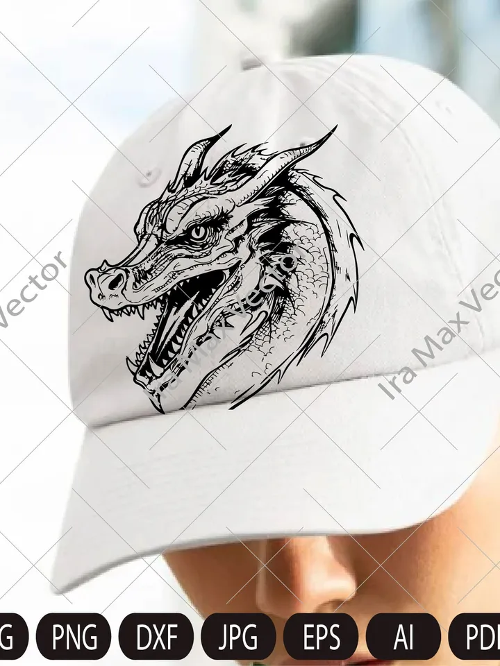 Dragon SVG, Dragon face , Tribal Dragon SVG, Dragon Tattoo svg, Dragon Silhouette, Dragon Vector, Dragon Clipart, Cut File ,Dragon logo