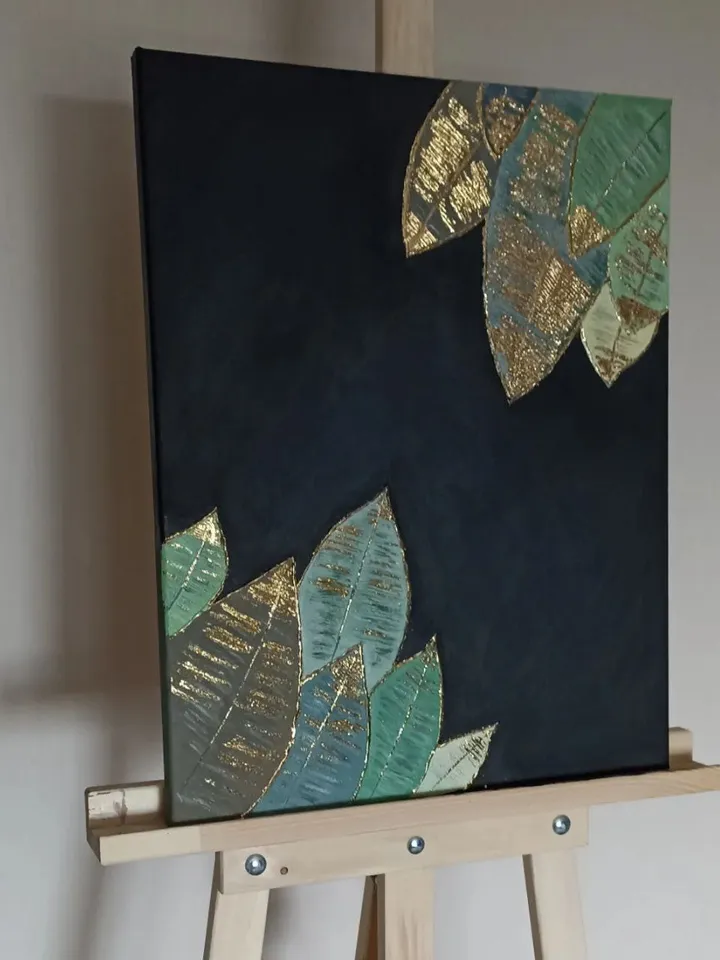 interior painting acrylic gold leaf leaves