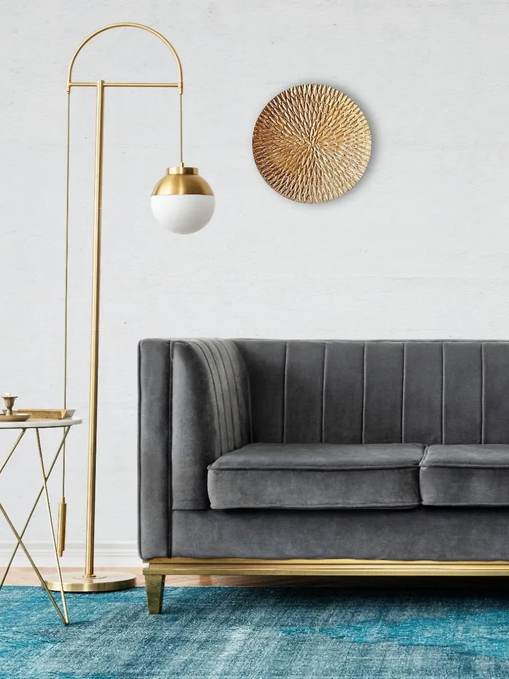 Gold textural wall decor Sofa background wall art Round gold decor handmade