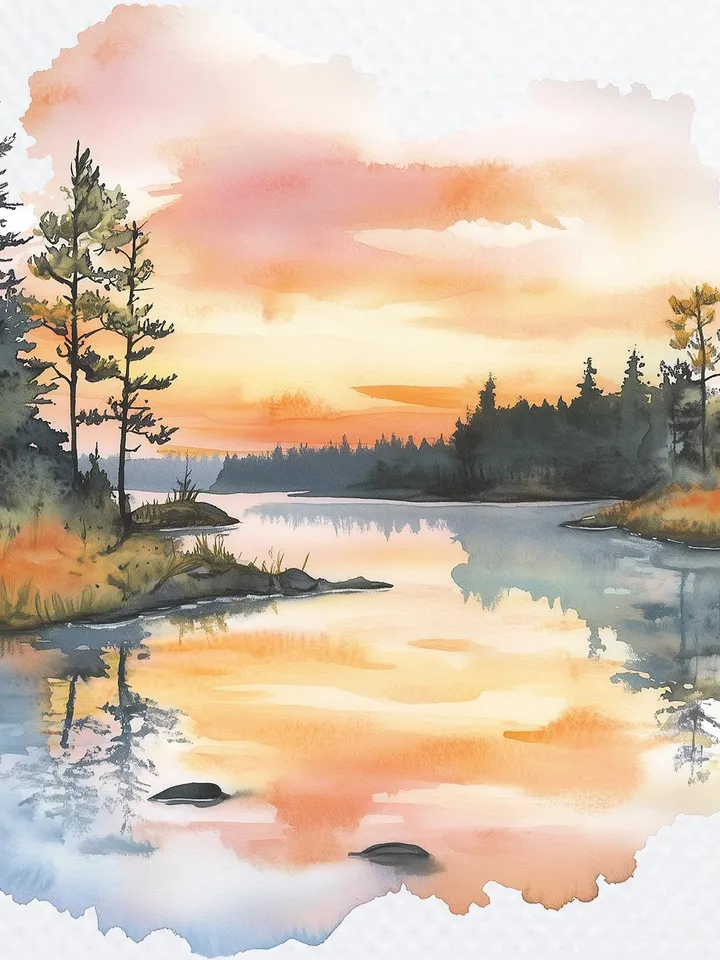 20 Sunset over Lake PNG Clipart Bundle, Lake Sunset clipart, Printable Watercolor Sublimation clipart, Digital download, Paper craft