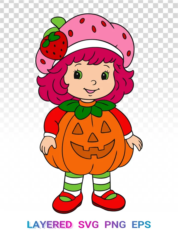Strawberry Shortcake Pumpkin Costume PNG SVG Halloween 🎃