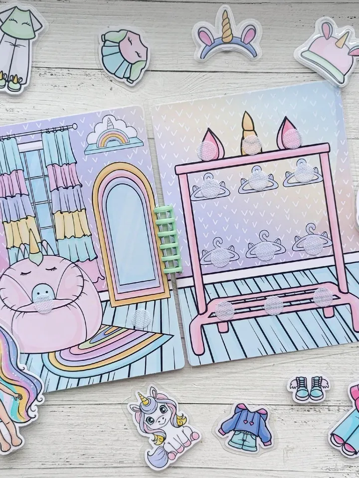 Unicorn paper doll clothes cut out, Printable Blythe paper doll digital PDF instant download, printable doll house, Busy book activity, DIY