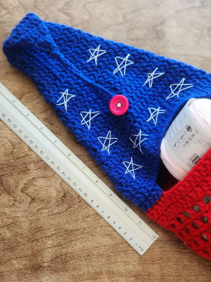Patriotic Stars & Stripes Crochet Grocery Bag & Craft Organizer Pattern