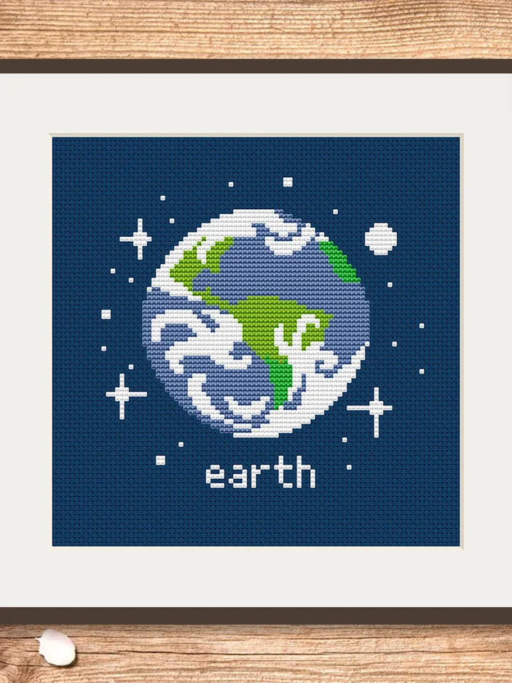 Earth Cross Stitch Pattern, Planets Cross Stitch Pattern, Earth Pattern, Space Cross Stitch Pattern, Solar System Patterns #spc003