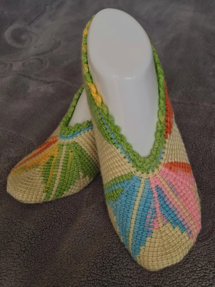Handmade Colorful Tunisian Crochet Booties - Unique Women Gift