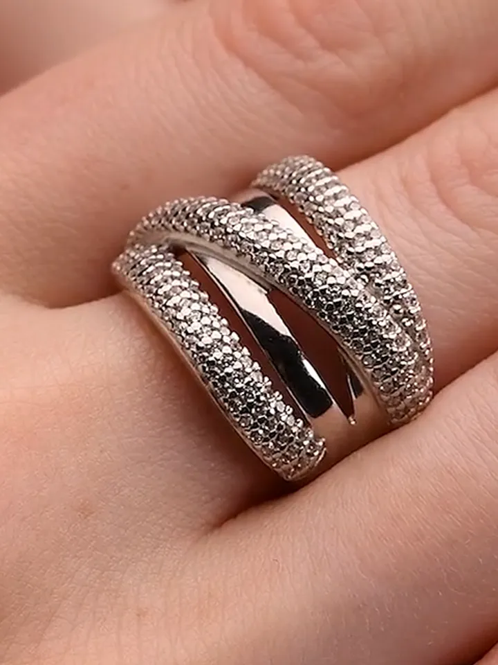 Silver ring for women 925 assay value with cubic zirconia stones, silver