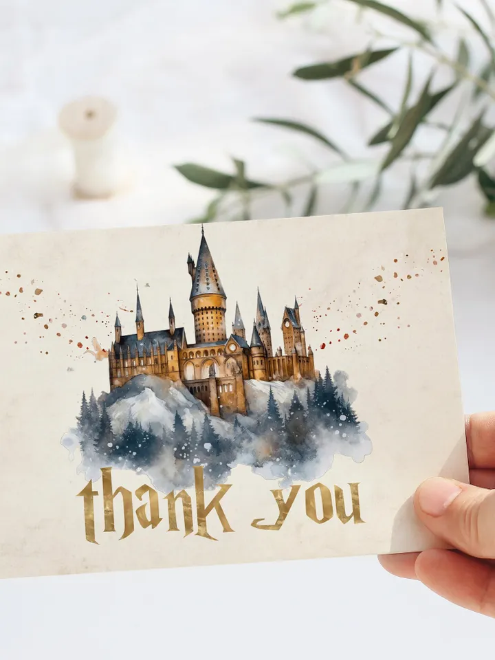 Editable Thank you card Wizard Birthday Party; Magic School Birthday; Printable thank you card ; thank you Magical Party Decoration; Wiz1320