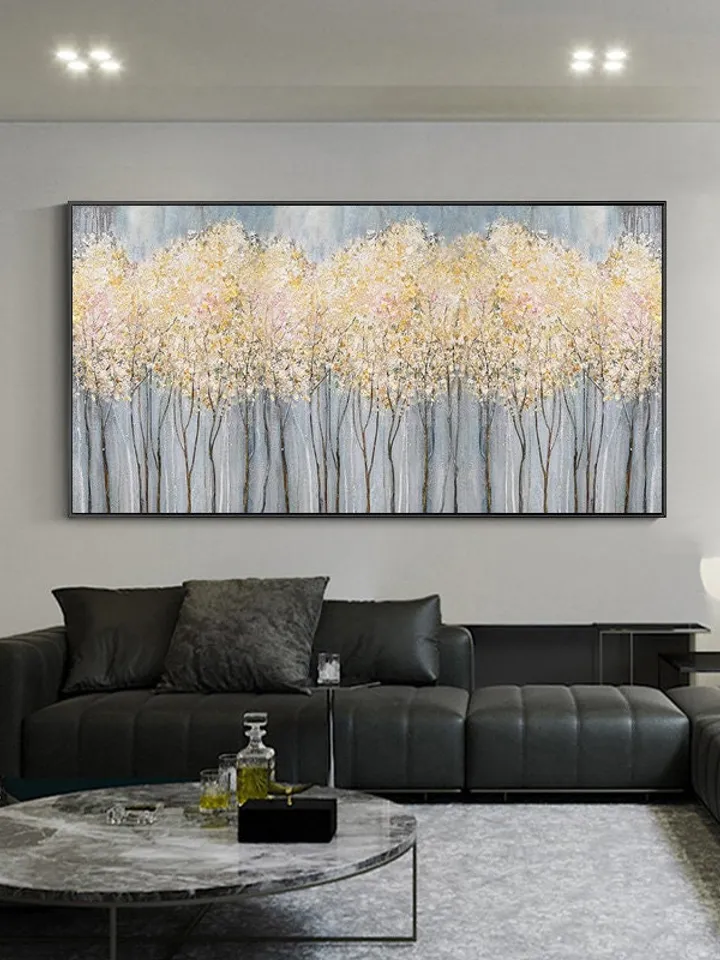 Original Flower Oil Painting On Canvas Abstract Blooming Pink Flowers Painting Large Wall Art Landscape Acrylic Art Living Room Wall Decor