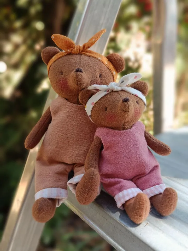 Mini Teddy Bears Sewing Pattern & Tutorial - DIY Family of Bears, Soft Mini Toys, Clothes Pattern For Bear, 6 Inches Bear, Mini Bear, Baby Bear, Pocket Teddy Bear