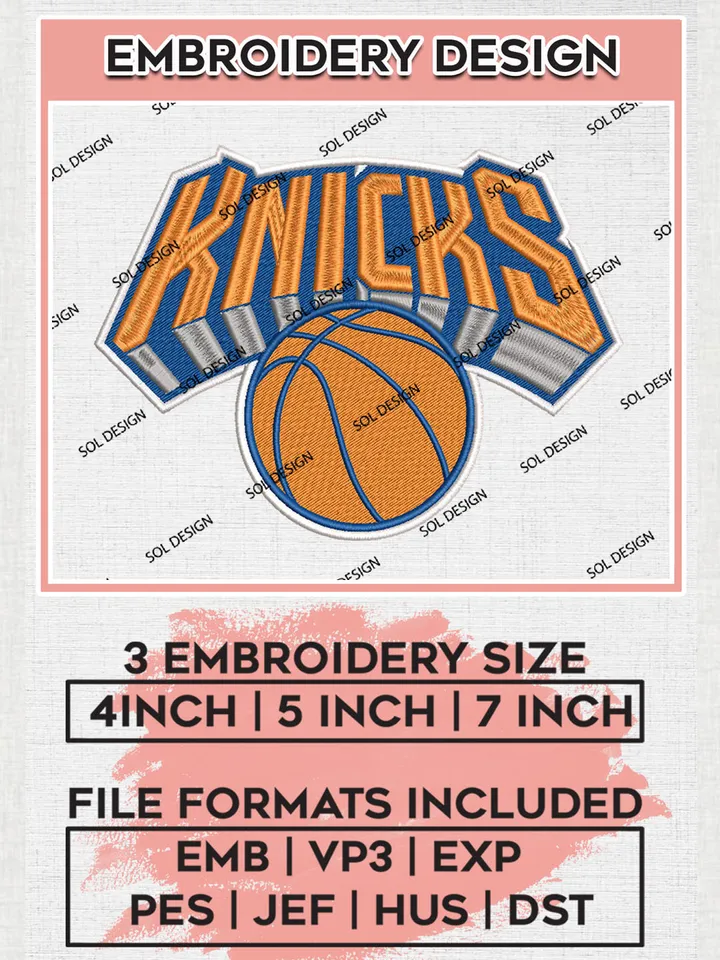New York Knicks Machine Embroidery Designs, New York Knicks Team Logo Embroidery, Basketball Team Logo Embroidery Files, NBA Team, 3 sizes, Machine embroidery Files, Digital Download