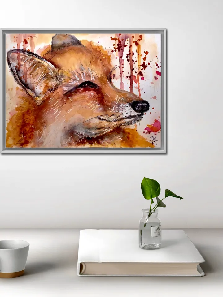 Fox original watercolor painting,fox portrait,animals painting,fox wall art,small paintings gifts,aceo watercolor,kids room art.