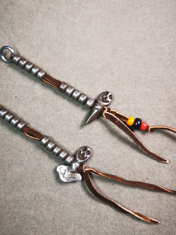 Gandhanra Handmade Tibetan Buddhist Mala Counters,Prayer Bead Counters,with Kartika and Kila Pendant,Made of Cold Iron