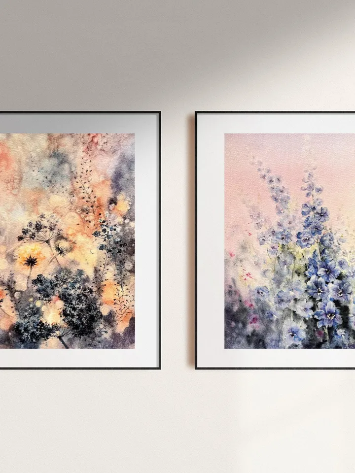 Wildflowers Painting Set of 2 Prints Flowers Watercolor Wall Art Floral Prints Flower Poster