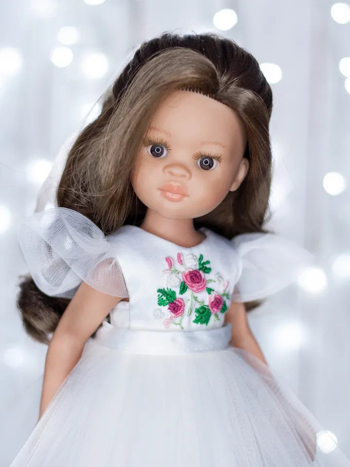 Beautiful White dress for Paola Reina doll 13 inch, Doll clothes, Paola Reina clothes, Dolls outfit, Fluffy doll dress