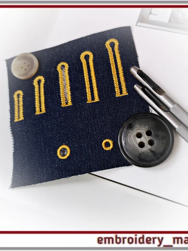 Sewing set - Button loop for outerwear and eyelets machine embroidery design