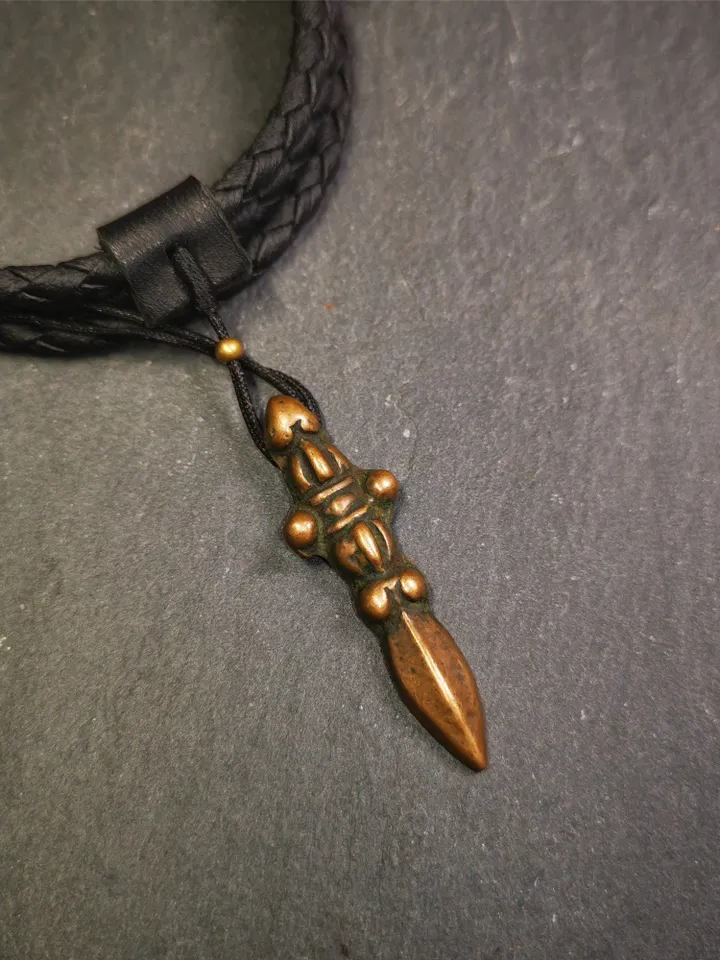 Gandhanra Vintage Tibetan Amulet ,Kila(Dorje Phurba) , Trantic Buddhism Ritual Implement Pendant,Made of Brass,1.7&quot;