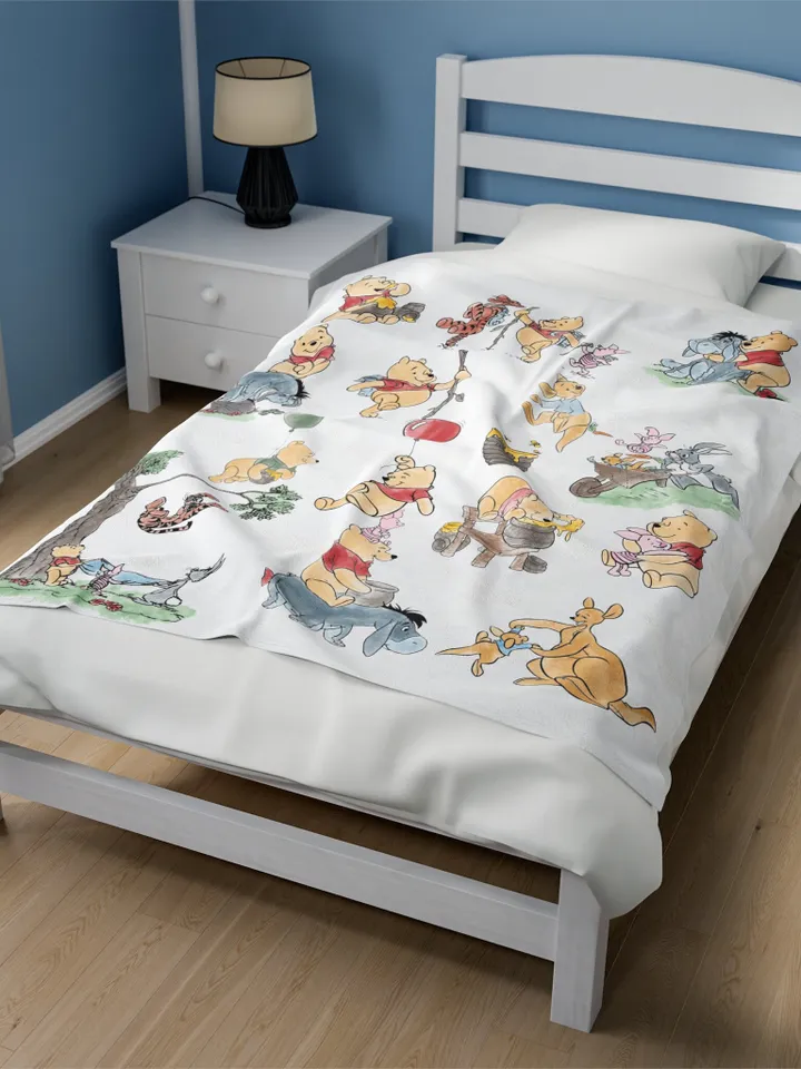 Winnie the Pooh Cozy Plush Blanket; Winnie the Pooh Baby Blanket; Hundred Acre Wood Blanket Gift for baby;