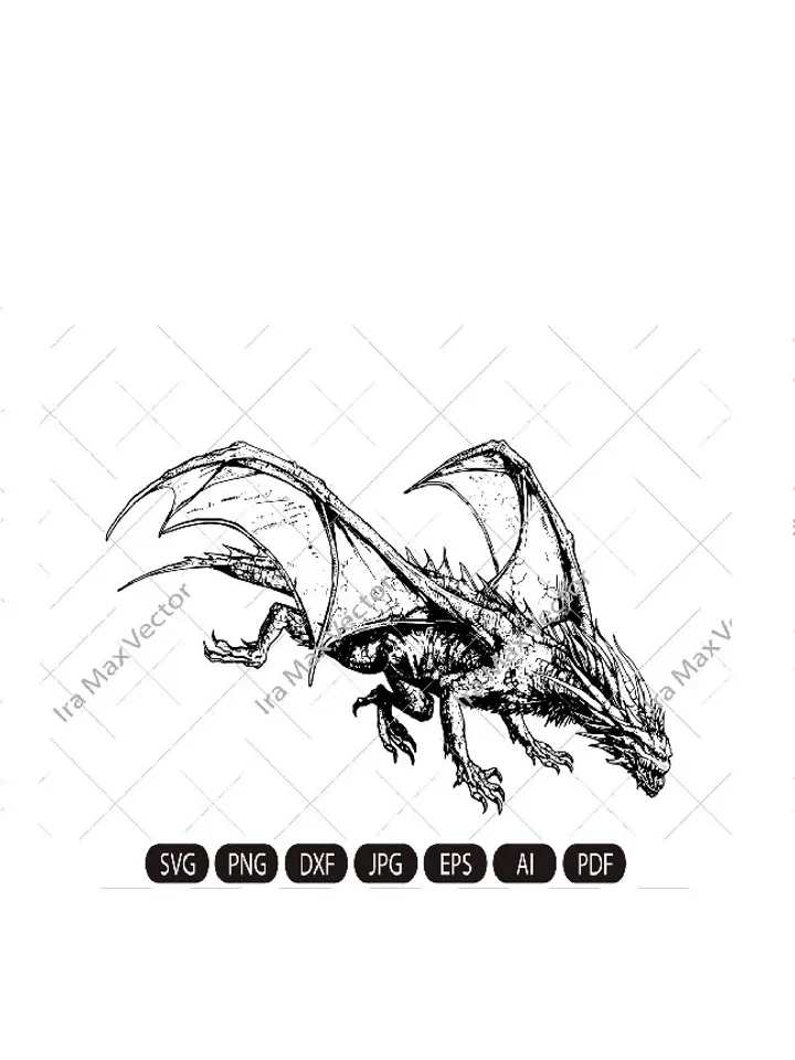 Dragon svg, Dragon flying, Dragon detailed, Dragon Clipart, Dragon Vector,Chinese Dragon SVG,Fantasy Dragon SVG, Asian dragon Svg,Silhouette