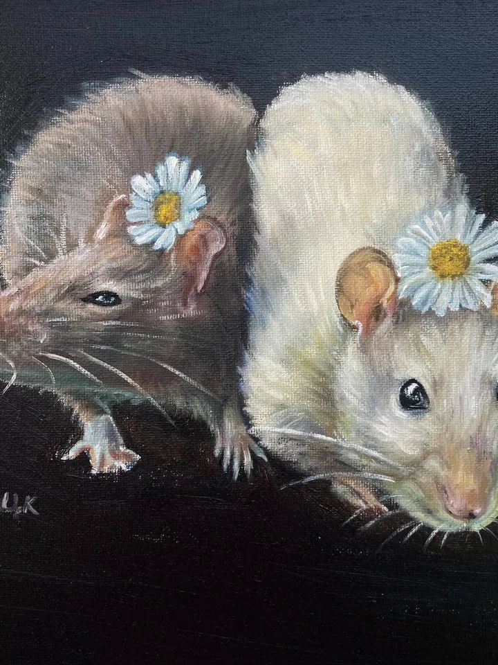 Rat Painting On Canvas Mouse Art Animal Painting Original Oil Painting Canvas Art Victorian Goth Art Antique Wall Art Moody Oil Painting