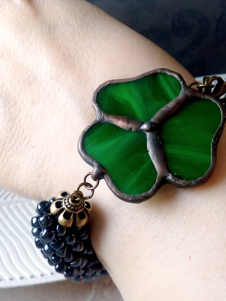 Shamrock bracelet, st patricksday, Clover leaf, trefoil, St Patricks clover, 3 leaf clover, Irish bracelet, st patrick
