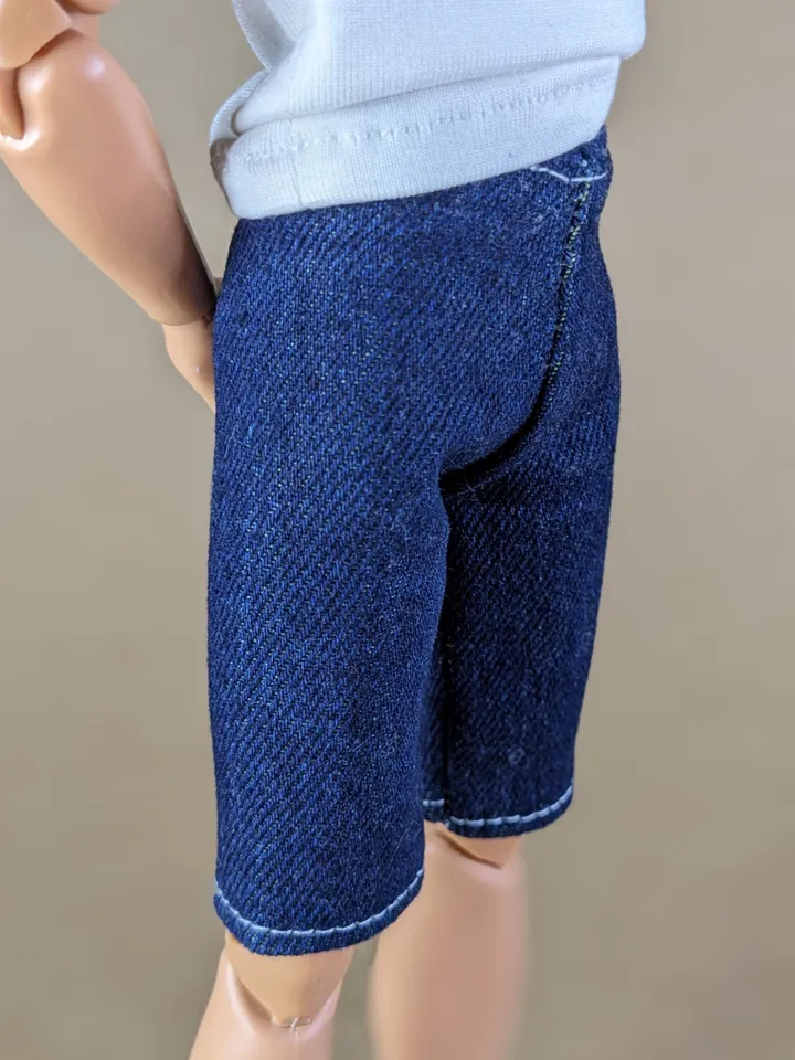 Navy denim shorts for for 12 inch fashion male dolls
