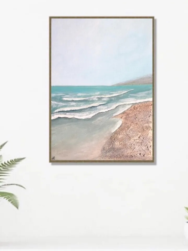 Sea original acrylic painting modern art kitchen painting 12 by 15 inches