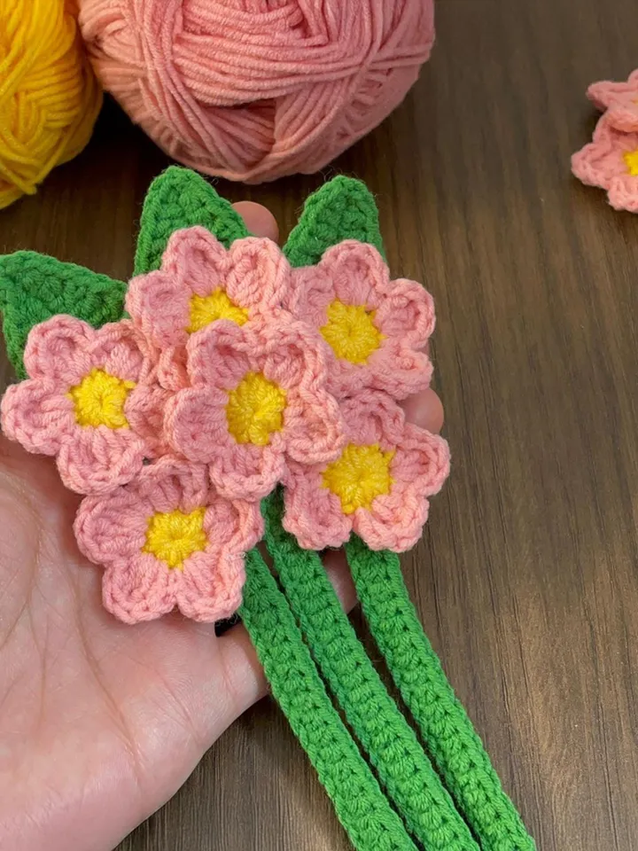 3D Crochet Flower Bouquet Pattern PDF, Realistic Floral Home Decor, Amigurumi Crochet Flowers DIY, Handmade Room Decoration