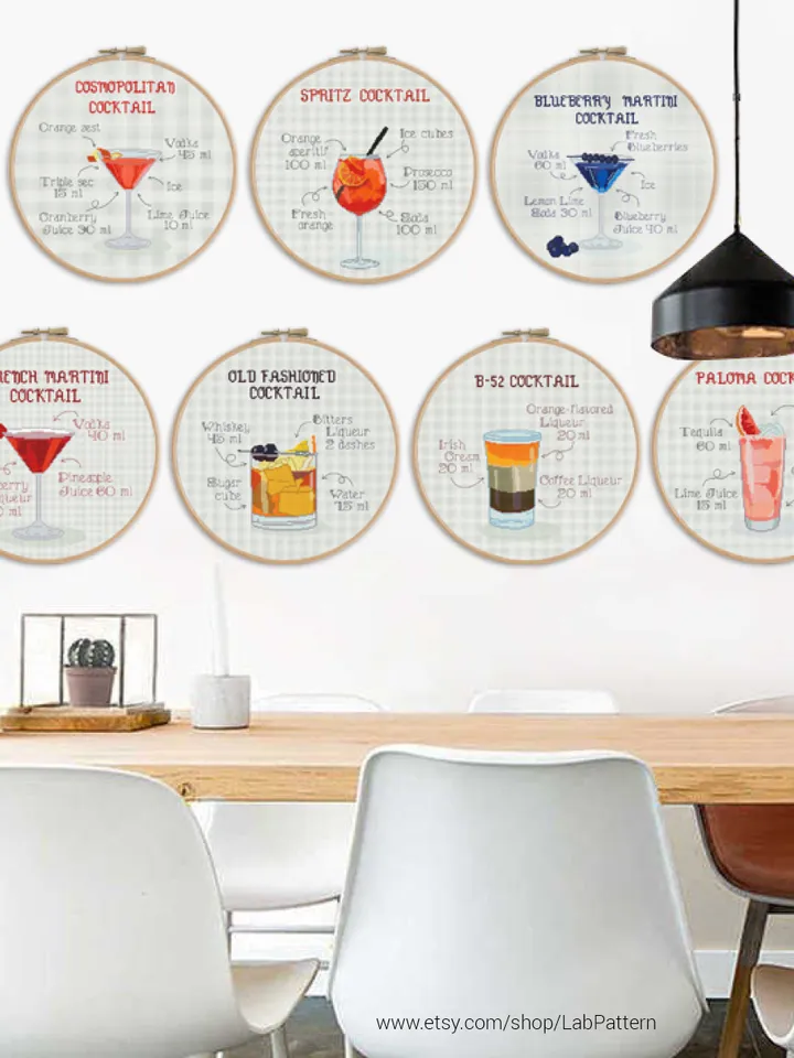 Cocktail Old fashioned Cross stitch pattern | Embroidery Pattern | Instant Download | Embroidery Designs