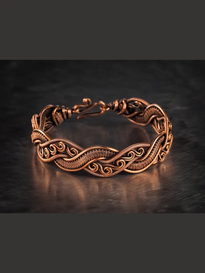 Wire wrapped copper bracelet for woman Antique style copper jewelry WireWrapArt
