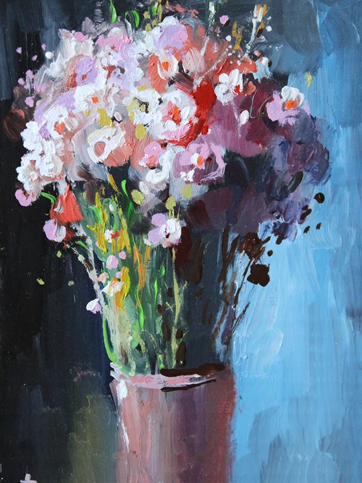 Bouquet of flowers. Oil painting. Original